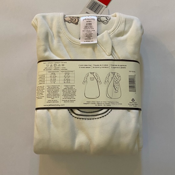 Baby Jelli Baby 2 Pack Sleep Bag and Footed Sleeper 6/9m NWT Cream - Picture 2 of 7